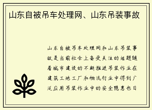 山东自被吊车处理网、山东吊装事故