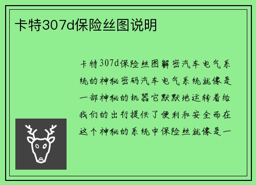 卡特307d保险丝图说明