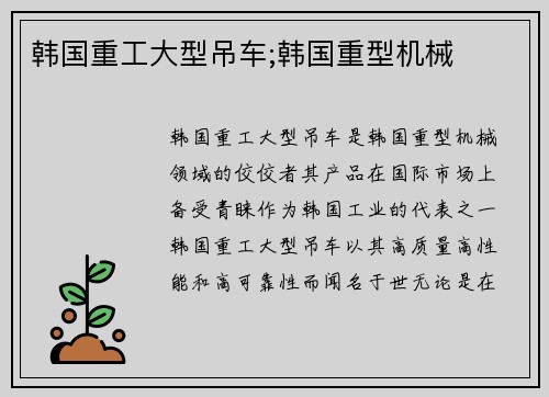 韩国重工大型吊车;韩国重型机械